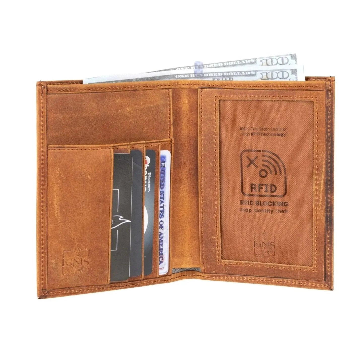 Leather Passport Wallet | Voyager Amber - Ignis Craft