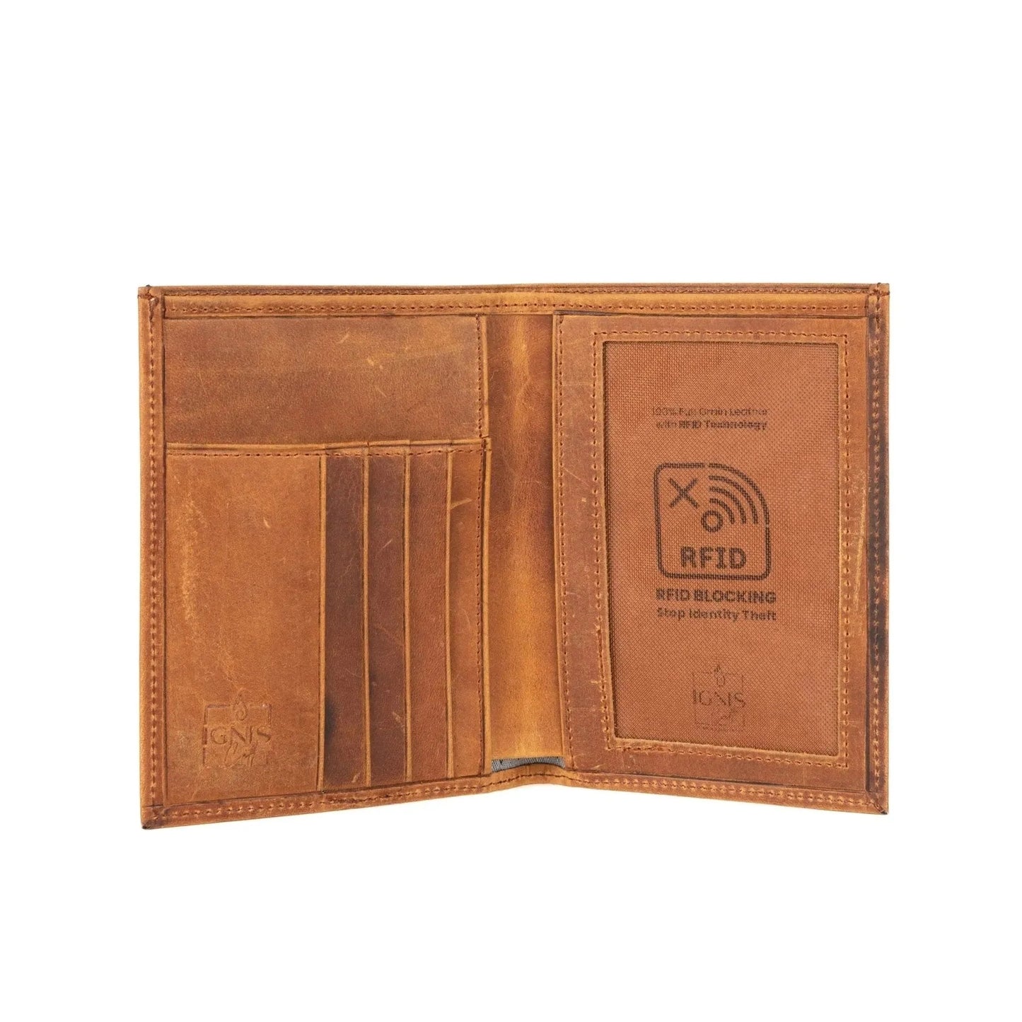 Leather Passport Wallet | Voyager Amber - Ignis Craft