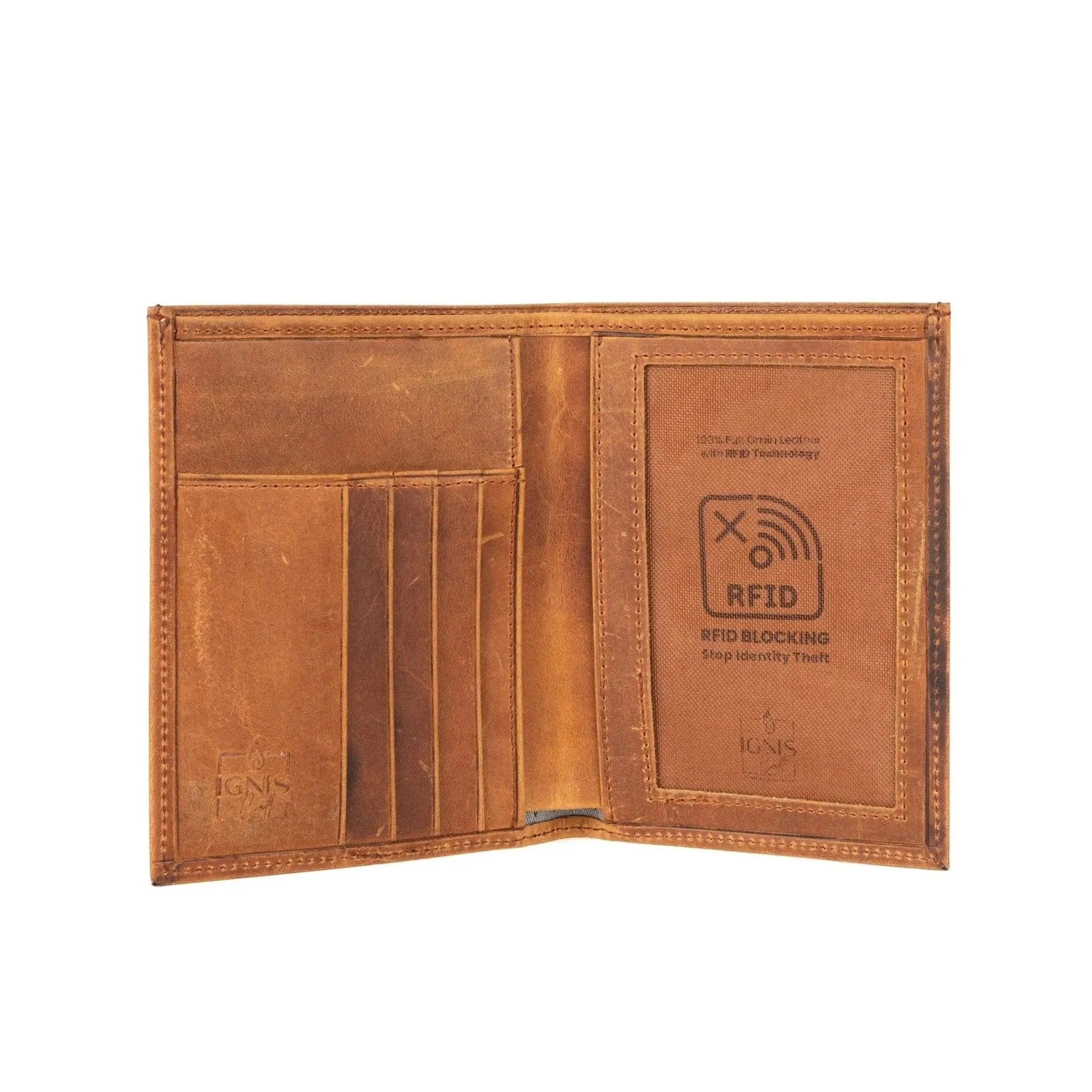 Leather Passport Wallet | Voyager Amber - Ignis Craft