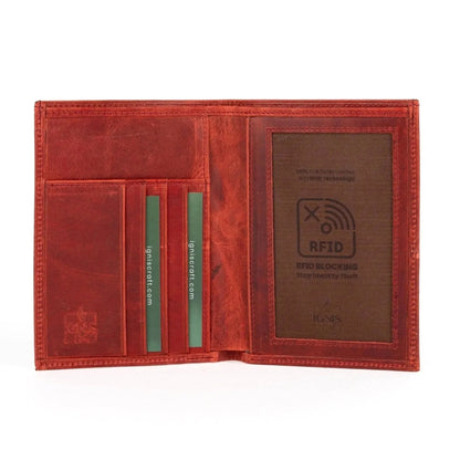 Leather Passport Wallet | Voyager Carnelian - Ignis Craft