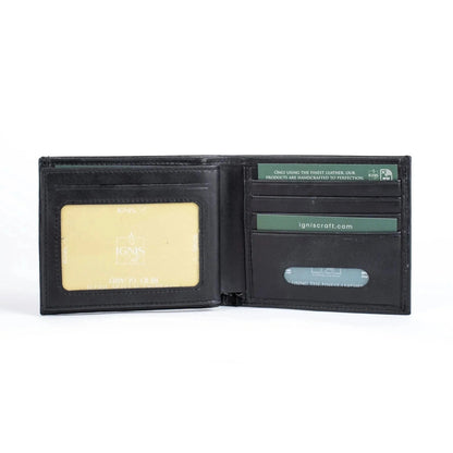 Mens Leather Bifold Wallet | Solo Dynamic Obsidian - Ignis Craft